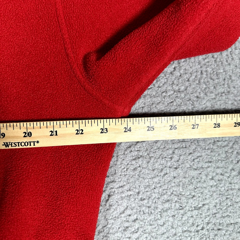 LL Bean Sweater Mens Large Red Fleece Snap Tee Casual Preppy Logo Warm Polyester - Picture 9 of 12